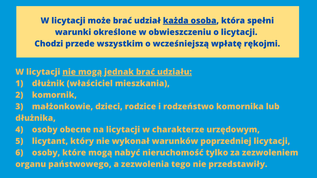 Zakup mieszkania z licytacji. Kto może wziąć udział w licytacji.